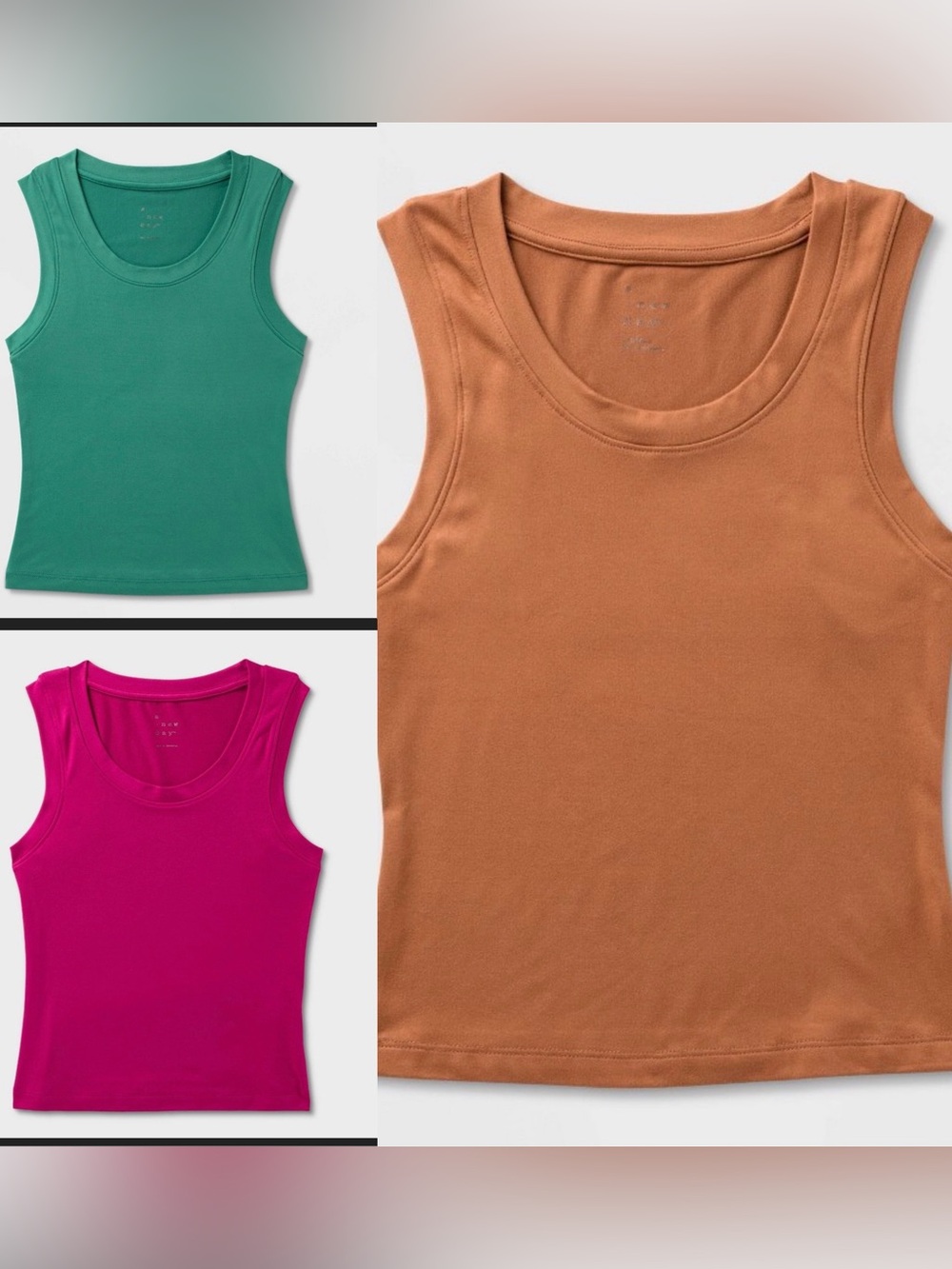 a new day Kids Tank Top Trio - Green, Bright Pink, Rust